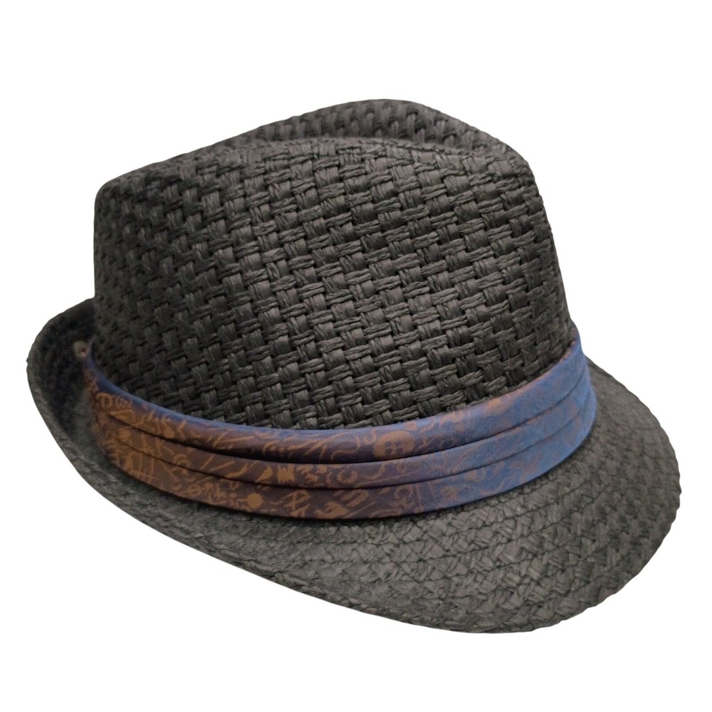 Peter Grimm Unisex OS Fedora Hat Black Straw Braided Paper Trilby Panama Summer